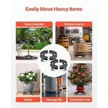 Trash Can Dolly With 4 Lockable Wheels, 440lbs Weight Capacity, 2 Packs Round Trash Can Roller Base, 15-22.8 In Adjustable, Heavy Duty Plant Caddy, Multi-Functional Rolling Dolly Cart, Black - Default - View 11