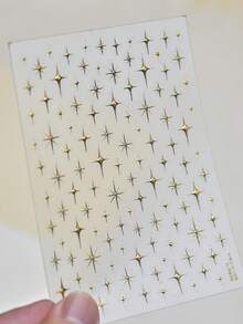1 Metal Hot Stamping Nail Art Charm Sticker, New Colorful And Versatile, Fashionable And Sweet Nail Art Sticker, Colorful Star Decoration Sticker DIY Nail Stickers - Gold - View 5