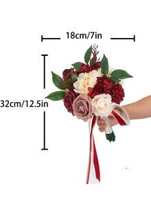 7 Inch White & Lavender Purple Bohemian Style Wedding Bouquet, Suitable For Bride, Bridesmaid, Artificial Flowers, Suitable For Ceremony - Multicolor - View 9