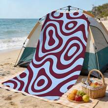 1 pieza Toalla de playa ultra suave con patrón abstracto de rayas artísticas para playa y fiesta de piscina - Accesorio de playa para vacaciones Manta de playa Toalla de piscina - Multicolor - Ver 10