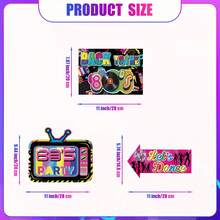 50s 70s 80s 90s Party Signs Decoration, 50s 70s 80s 90s Party Signs, Fun 50s 70s 80s 90s Photo Booth Props, Back To 80s Theme Party Signs, Colorful 50s 70s 80s 90s Party Decorations, Outdoor Wall Decor - View 2