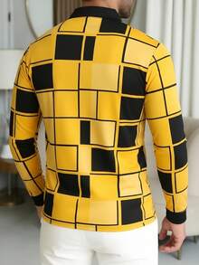 Men's Casual Pocket Long Sleeve Polo Shirt - Multicolor - View 6