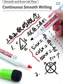 1 Set 12 Colors Whiteboard Markers With Sponge Eraser Head, Minimalist Large Capacity Smooth Ink Flow For Office, Meeting, Children Early Education, Erasable Dry Erase Markers - Whiteboard Marker - View 7