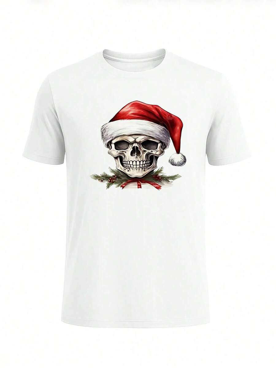 Men Urban Casual Print T-Shirt Classic Crew Neck Tee - 白色 - 查看 1