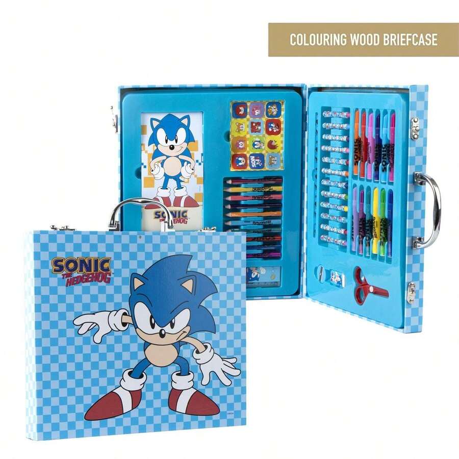 Cerdá Sonic مجموعة تلوين سونيك القنفذ للجنسين في حقيبة حمل - مقاس واحد يناسب الجميع - حقيبة إبداعية مع أقلام ماركر وأقلام شمع وأقلام رصاص ملونة وملصقات وإكسسوارات، مرخصة رسمياً، مثالية للهدايا والأعمال اليدوية - الخيار 3 - مشاهدة 1