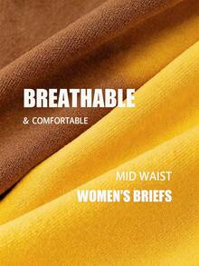 4pcs Seamless Mid-Waist Panties, Maillard Color Comfortable High Elasticity Triangle Briefs - Multicolor - View 8