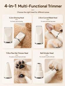 4-In-1 Pet Grooming Kit For Dogs And Cats, Low Noise Dog Clipper With Ceramic Blade, Nail Grinder, Claw Trimmer, LED Battery Display, USB-C Rechargeable Cat Clipper With Guide Comb, Suitable For Body, Face, Paws And Nails - View 5