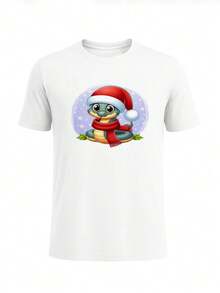 Men Clean Letter Print T-Shirt Cotton Crew Neck Tee - 白色 - 查看 1