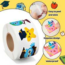 500 buah Stiker Doodle Hadiah Bentuk Asimetris Besar 1,5 Inci 2 Gaya untuk Dipilih Stiker Label Tertutup Alat Tulis Kantor, Hari Pertama Sekolah - MultiWarna - View 4