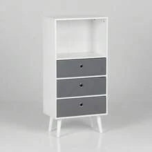 KIWI MOBLEKIT | Wooden Shelves For Storage And Decoration, Cube Or Rectangular Models With Door Or Drawer Options, Modern Auxiliary Furniture For Living Room, Bedroom Or Office - 四層書架 45x29x95 公分 白色和灰色 - 查看 5
