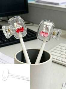 Cherry Shaped Toothbrush Holder - Cute Design For Travel And Home Storage With Transparent Lid, Compact And Portable Design Easy To Carry, Protects Toothbrush Head, Dual Drainage And Ventilation Function, Suitable For Home, Dorm And Travel Use | Cute Toothbrush Head Storage Box Suitable For Bathroom Storage, Suitable For Home And Dorm Use - 彩色 - 查看 13