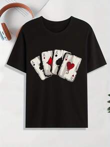 Men's Casual Printed Short Sleeve Shirt T ... - 黑色 - 查看 2
