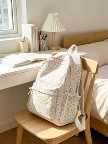 6pcs/1pc Soft Fabric Backpack Set, Macaron Color Floral Forest Fresh Style Soft Girl Backpack, Lightweight Casual Daily Use Bag, Suitable For Teenage Girls And Women, Multi-Functional School Bag, Applicable For Campus Daily Commute, Spring/Summer/Autumn Travel - Multiple Styles - View 8