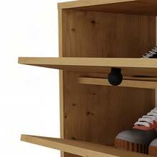 2 In 1 Natural Oak 4 Drawer Dresser & Hidden Flip Shoe Cabinet, Slim 36cm Depth Narrow Storage Chest 66*36*85cm, Space Saving Multi-Layer Shoe Rack Organizer, Minimalist Dust-Proof Storage Furniture For Entryway Hallway Small Bedroom Apartment - Multicolor - View 6
