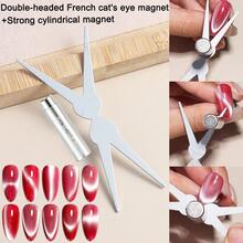 Juego de imanes para arte de uñas de ojo de gato de doble cabeza con anillo hueco francés, imán de ojo de gato 3D fuerte para esmalte de gel de arte de uñas DIY, efecto en forma de V, herramienta magnética de manicura, efecto de agujero negro rápido para principiantes de arte de uñas magnético - Multicolor - Ver 8