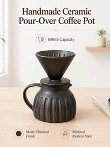 1 Set 600ml Creative Large Capacity Ceramic Coffee Pot, Premium Hand Drip Coffee Pot, Ceramic Glazed Sharing Pot, Extraction Filter Cup, Suitable For Home And Restaurant Use, Japanese Style Hand Drip Coffee Pot, Latte Art Cup, Breakfast Milk Cup, Afternoon Tea Cup, Home Coffee Equipment Set, Home Brewing Filter Pot, Suitable For Drip Coffee Maker, Family Sharing Coffee Pot - Multicolor - View 15