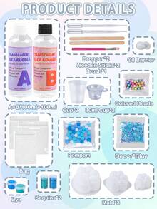 Taba 手作套組 200ml DIY 手作材料包，透明 1:1 AB 軟液態樹脂膠矽膠橡膠製作，3 個貓爪矽膠模具，適合 DIY 藝術手工與珠寶，適合初學者、派對禮物，適用 14 歲以上 - 藍+綠 - 查看 4