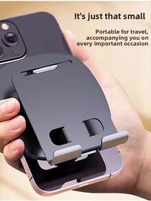 1pc Aluminum Alloy Phone Stand - Waterproof 360° Rotating Desktop Stand, 2-Level Adjustable Height And Foldable Design, Suitable For Desktop And Bedside Use, Desktop Storage, Ideal Office Stand, Random Color - Multicolor - View 8