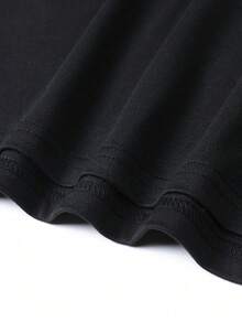 Men Minimal Chest Print T-Shirt Cotton Short Sleeve Tee - 黑色 - 查看 4