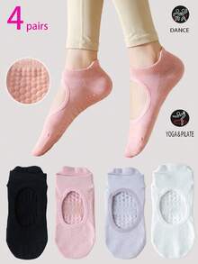 2/4 Pairs Women's Comfortable Pilates Yoga Socks, Sports Socks, Ballet Socks, Multi-Color Options, Suitable For All Seasons - Multicolor - View 12