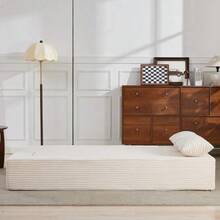 2-In-1 Convertible Sofa Bed In Corduroy, Modular Floor Sofa, No Assembly Required, Unfolding Sofa Bed With 2 Cushions - 米色 - 查看 7