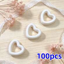 100pcs 14mm Acrylic Solid Hollow Heart Beads,Transparent Opaque Loose Beads For Jewelry Making,DIY Bracelet, Phone Strap, Necklace, Earrings, Keychain Crafts,Phone Charm,Craft Supplies For Adults - Multicolor - View 12