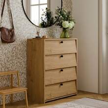 2 In 1 Natural Oak 4 Drawer Dresser & Hidden Flip Shoe Cabinet, Slim 36cm Depth Narrow Storage Chest 66*36*85cm, Space Saving Multi-Layer Shoe Rack Organizer, Minimalist Dust-Proof Storage Furniture For Entryway Hallway Small Bedroom Apartment - Multicolor - View 8