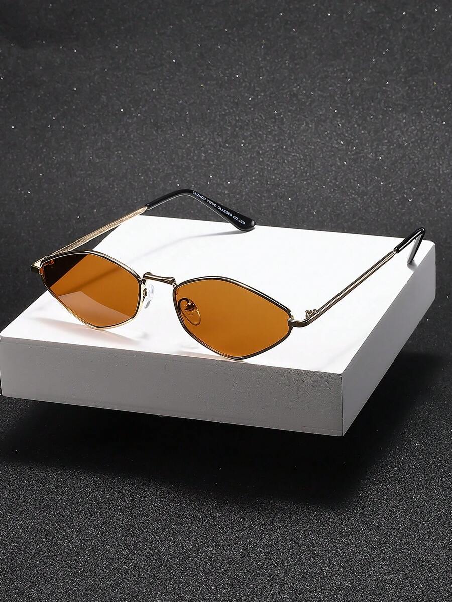 1 Pair Men's Retro Geometric Frame Sunglasses, Perfect Blend Of Modern Style And Vintage Charm, Suitable For Beach Parties, Street Photography, Music Festivals, Fits All Face Shapes - Multicolor - View 1