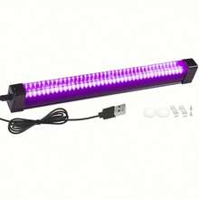 1入 USB供電 UV黑光燈條 395nm 長方形紫外線LED裝飾燈,適用螢光派對、萬聖節生日節日裝飾、螢光海報與身體彩繪 - 紫色 - 查看 13