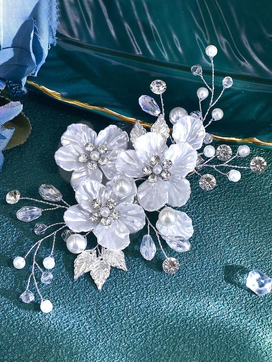 1 pieza Pasador de pelo de novia hecho a mano con perlas, accesorio para vestido de novia, tocado de moda para mujer, adorno para el cabello para fiesta, reunión y atuendo de verano