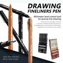 GuangNa Ultra-Fine Needle Liner Pen Set, Brown & Black Color Options, 6 Tip Sizes, Professional Art Student Liner Pens, Anime Hand Drawing Sketching Outlining Design Drawing Tracing, Perfect For Artists, Designers, Writers, Architects, Illustrators - Technical Drawing Pen - View 11