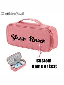 1pc Customizable Names Electronic Travel Organizer With Cable Storage Compartment, Personalized Storage Bag, Customizable Name. Electronic Storage Bag With Cable Management Compartments- With A Zipped Pocket. Portable And Suitable For Chargers - Multicolor - View 4