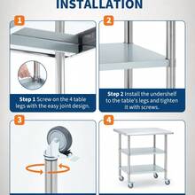 Stainless Steel Prep Table With Backsplash & Adjustable Undershelf,Commercial Kitchen Worktable,Heavy Duty Metal Food Prep Table For Restaurant Garage Outdoor Works - Blanco - Ver 5