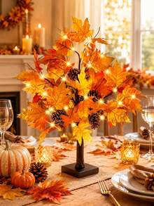 Lighted Maple Tree Autumn Decor, Thanksgiving Maple Leaf Tabletop Tree, Lighted Autumn Home Decor, Suitable For Thanksgiving, Harvest, Farmhouse Style, Home Decor, Wedding Party, Gift, Indoor, Outdoor - Multicolor - View 7