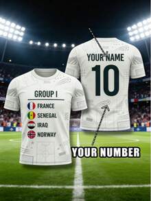 Personalized Men's Soccer Jersey Customized Name & Number Football T-Shirt White Short Sleeve Training Shirt Sports Uniform Team Jersey Gift For Boyfriend - White - View 4