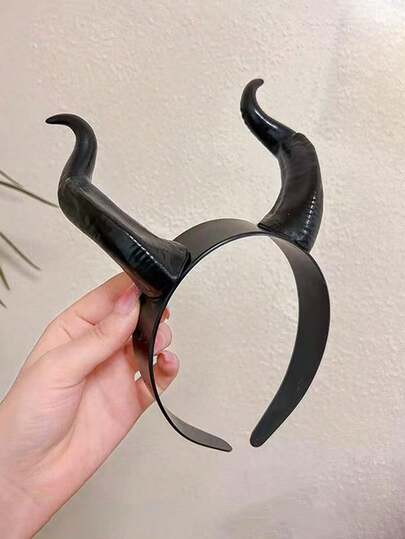 Diadema de cuernos de diablo negros, diadema de cuernos de diablo estilo gótico, accesorio para el cabello de disfraz de cosplay de Halloween, accesorio para fotos de fiesta
