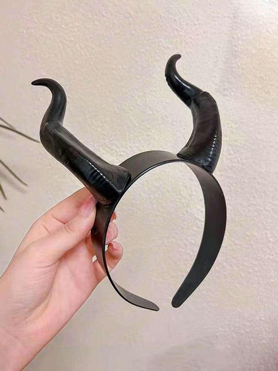 Black Devil Horns Headband, Gothic Style Devil Horns Headband, Halloween Cosplay Costume Hair Accessory, Party Photo Prop