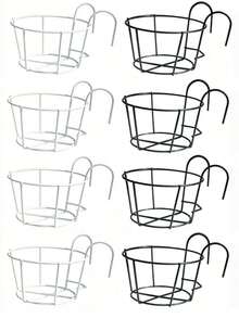 3/5/6/7/8/10/12pcs Fashionable Round Metal Hanging Planters - Suitable For Balcony, Garden And Indoor Decoration, Can Grow Succulents And Green Plants On Hanging Racks - A - View 11