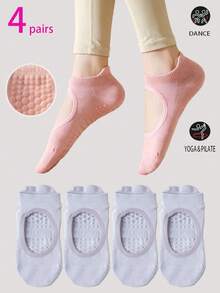2/4 Pairs Women's Comfortable Pilates Yoga Socks, Sports Socks, Ballet Socks, Multi-Color Options, Suitable For All Seasons - Multicolor - View 15