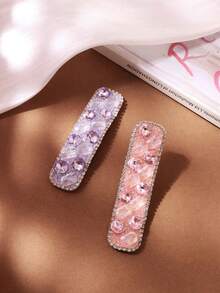 1pc Crystal Hair Clip, Elegant Versatile Small Hair Accessory For Women - Multicolor - View 5