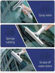 3-In-1 Multifunctional Glass Cleaning Tool With Spray Function, Handheld Window, Tile, Windshield, Mirror Cleaning Device, Suitable For Home And Bathroom Use, Spray Liquid, Squeegee, Cleaning Brush, Handheld Wiper, Bathroom Mirror Cleaner, - A - View 7