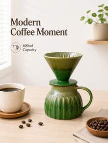 1 Set 600ml Creative Large Capacity Ceramic Coffee Pot, Premium Hand Drip Coffee Pot, Ceramic Glazed Sharing Pot, Extraction Filter Cup, Suitable For Home And Restaurant Use, Japanese Style Hand Drip Coffee Pot, Latte Art Cup, Breakfast Milk Cup, Afternoon Tea Cup, Home Coffee Equipment Set, Home Brewing Filter Pot, Suitable For Drip Coffee Maker, Family Sharing Coffee Pot - Multicolor - View 13
