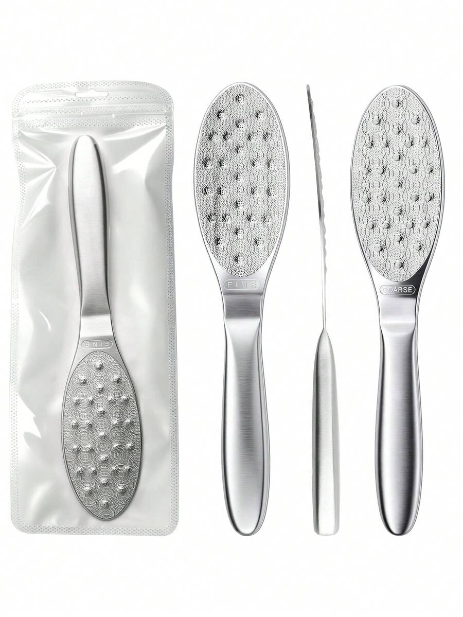 YUANDU Stainless Steel Double-Sided Foot Rasp, Coarse And Fine Dual-Use Callus Remover Tool, Dead Skin And Cracked Heel Foot File, Professional Foot Care Exfoliating Tool - Silver - View 1