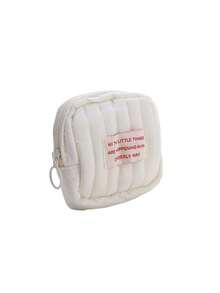 Bolsa de cosméticos portátil pequeña de varias capas para guardar artículos pequeños, bolsa mini para llevar lápices labiales para salir (la dirección del cierre de cremallera es aleatoria izquierda&derecha) - Beis - Ver 8