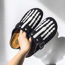 Sandalias casuales de caña baja para hombre, zapatos de playa cerrados de punta tipo slip-on, pantuflas planas negras tipo slide, zapatos de playa estilo coreano retro versátil, para uso en exteriores e interiores, sandalias de suela blanda, sandalias de punta abierta, pantuflas de suela gruesa duraderas y cómodas, tallas grandes - Multicolor - Ver 6