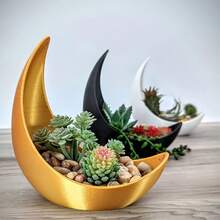 Creative Crescent Moon Shaped Planter, Multi-Color Moon Bowl For Succulents, Cacti And Air Plants, Niche Artistic Desktop Potted Plant - Crescent Moon - View 4