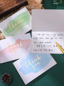 水彩漸層金箔感謝卡套組,適合返校季與教師節送禮,多色粉嫩色調搭配圓點細節,可與禮品包裝相配,適合向老師、顧客、同學表達感激,也適用於日常社交 - A - 查看 5