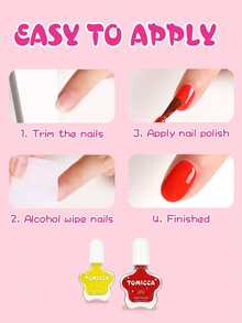 TOMICCA 5ml 10pcs Quick Dry Water-Based Colorful Nail Polish, Easy To Remove And Non-Damaging To Nails, Suitable For Beginners Home DIY, Nail Salon Or Gift - Multicolor - View 7