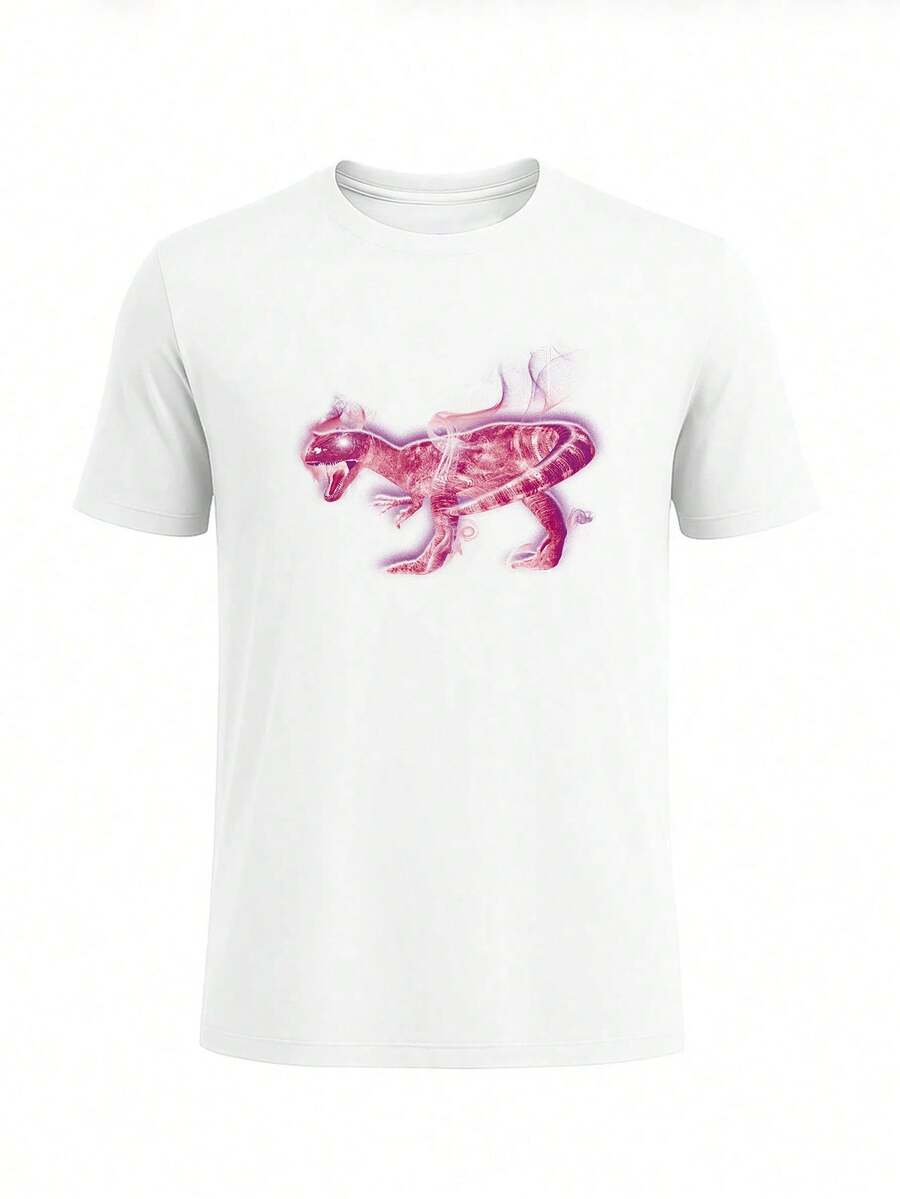 Men Minimal Chest Graphic Print T-Shirt Soft Cotton Tee - 白色 - 查看 1
