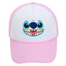 1件裝 Disney Stitch 中性黑色網格卡車帽，卡通圖案，透氣網布，可調節扣環，防曬棒球帽，適合日常戶外休閒，卡通禮物 - E - 查看 8